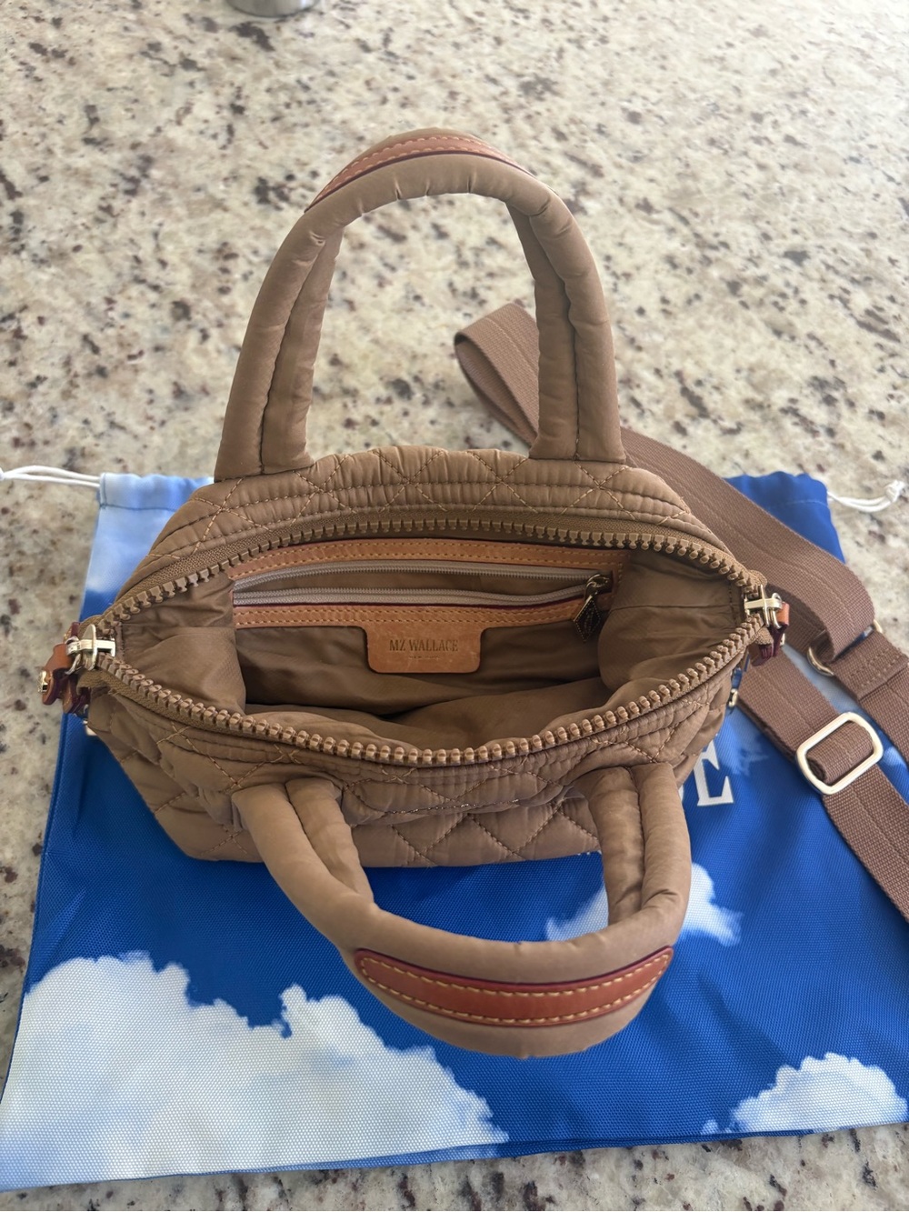MZ Wallace Micro Sutton Quilted Crossbody Bag Caramel - Picture 10 of 16